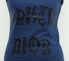 Christian Dior Blue / Black Gothic Logo Tank Top T-shirt