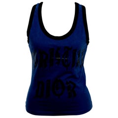 Christian Dior Blue / Black Gothic Logo Tank Top T-shirt