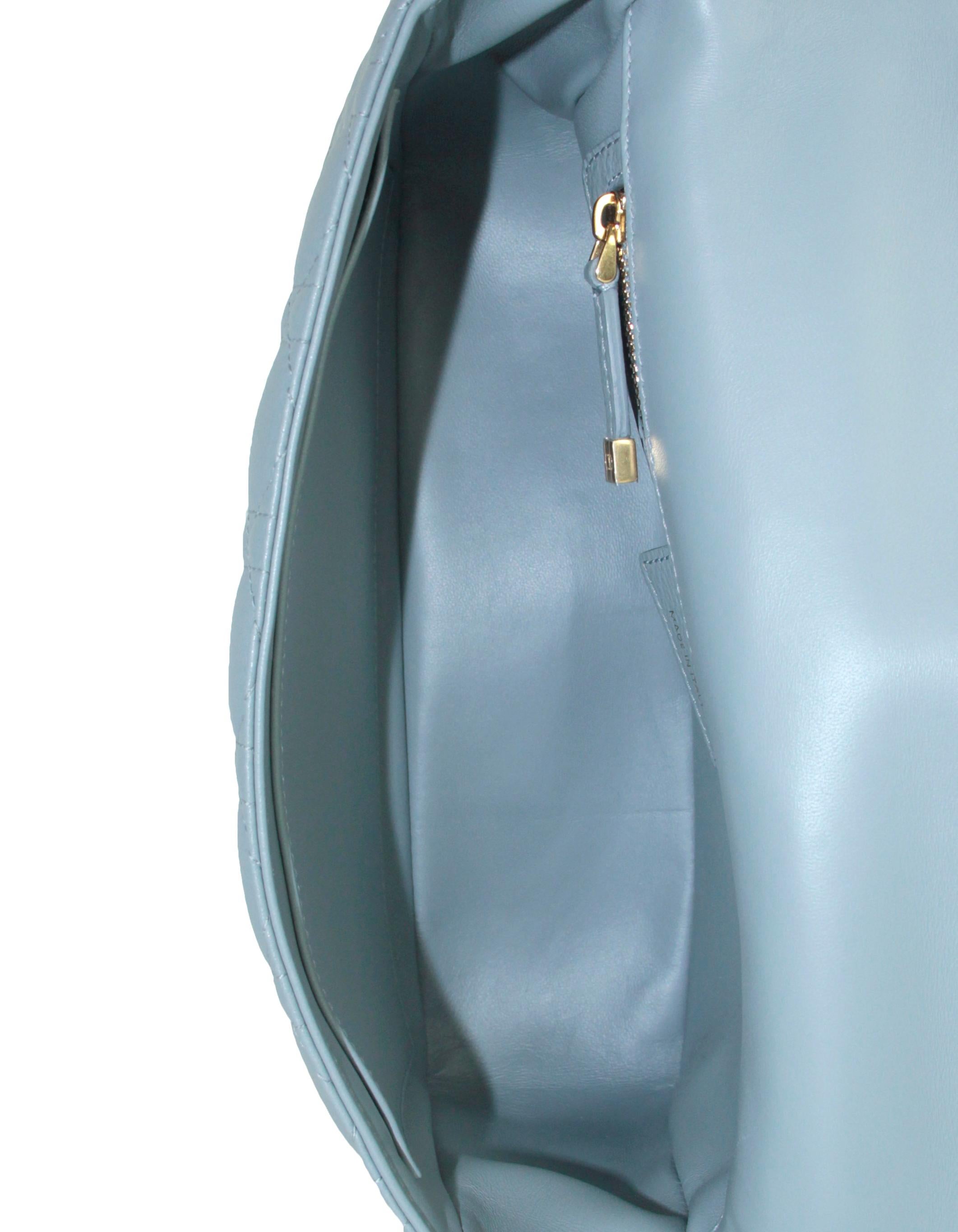 Christian Dior Blue Calfskin Leather Cannage Medium Caro Bag In New Condition In New York, NY