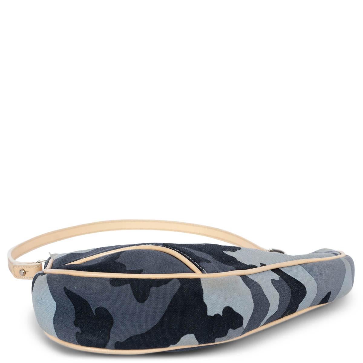 Women's CHRISTIAN DIOR blue canvas 2002 CAMOUFLAGE MINI SADDLE Pochette Bag