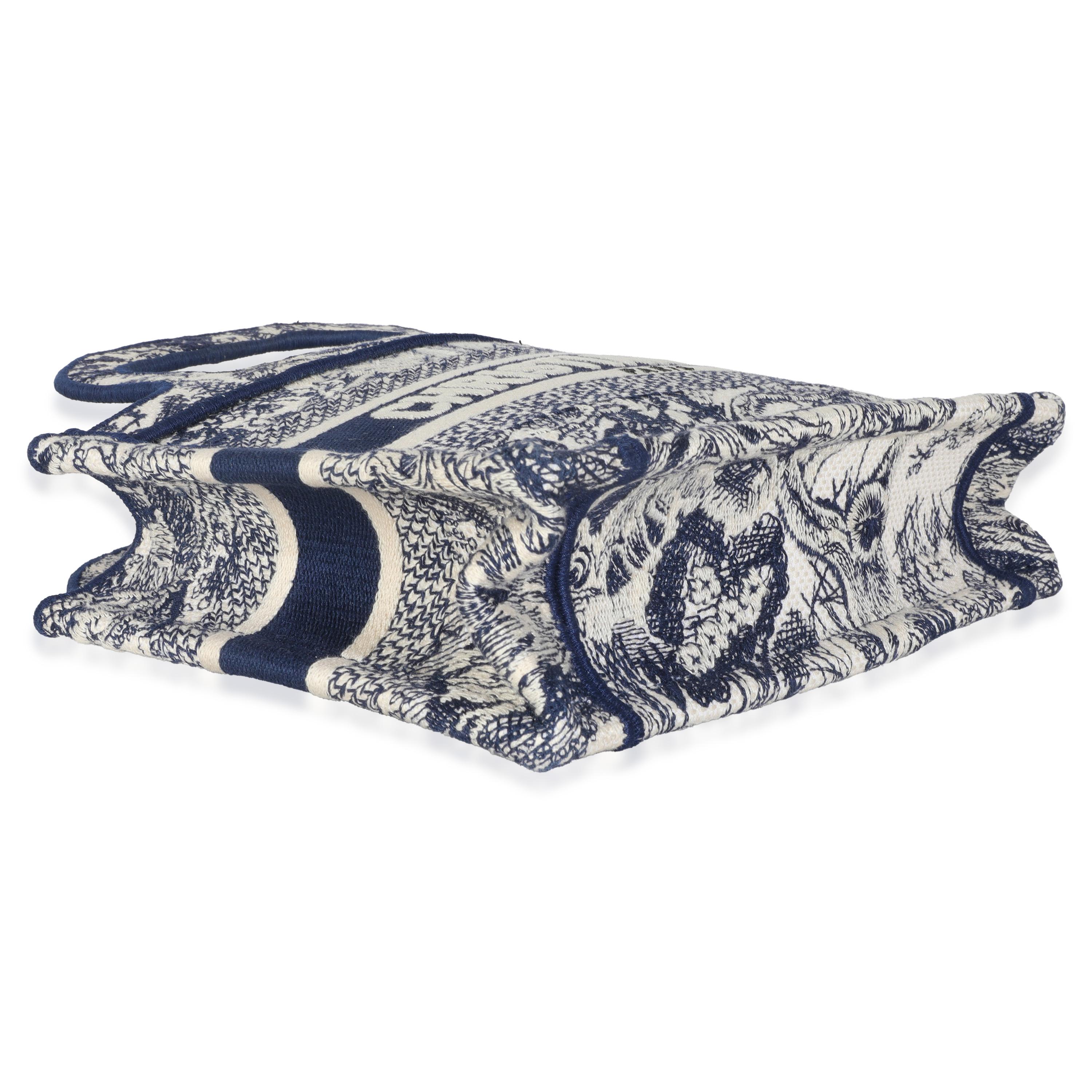 Christian Dior Blue Canvas Embroidered Toile De Jouy Mini Book Tote For Sale 3