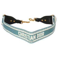 Christian Dior Blue Canvas Logo Embroidered Strap