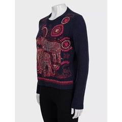 Christian Dior Blue Cashmere Embroidered Jumper 38/M