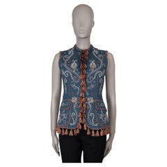 CHRISTIAN DIOR blue cotton 2018 EMBROIDERED DENIM Vest Jacket 38 S