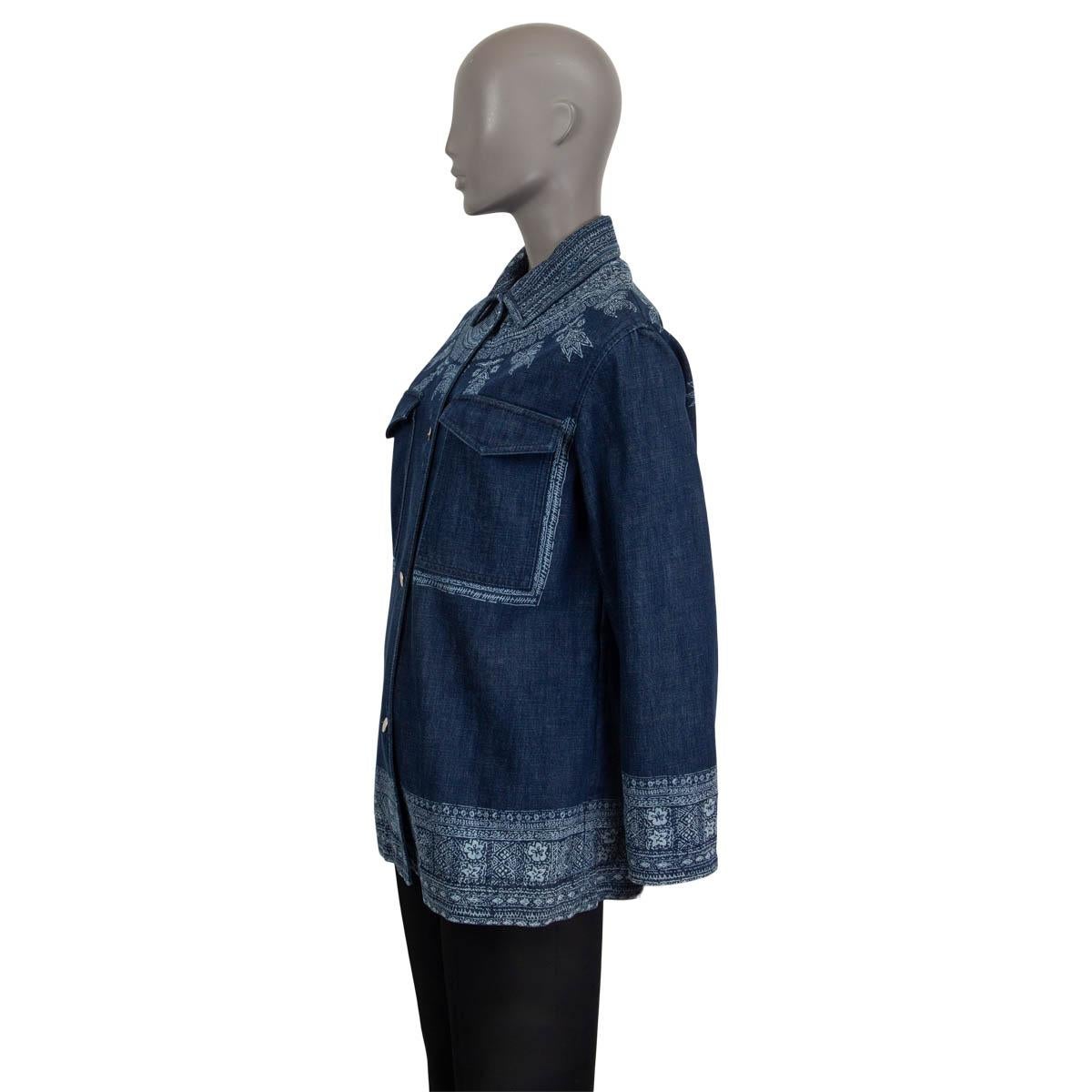 Women's CHRISTIAN DIOR blue cotton 2018 FLORAL LONG DENIM Jacket 36 XS