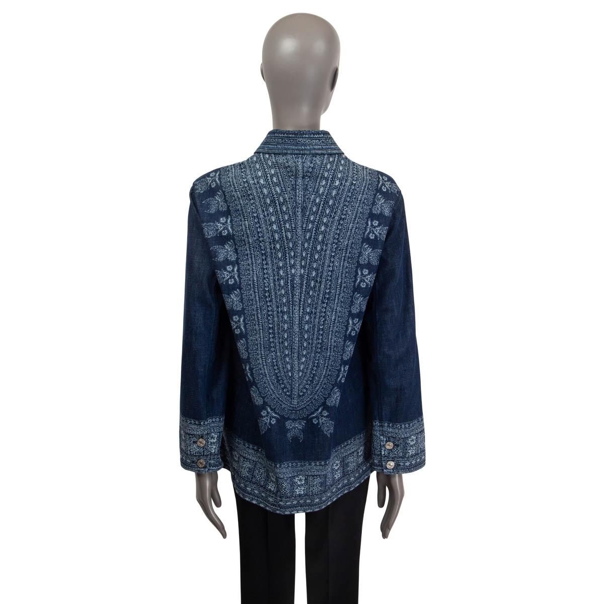 CHRISTIAN DIOR blue cotton 2018 FLORAL LONG DENIM Jacket 36 XS 1
