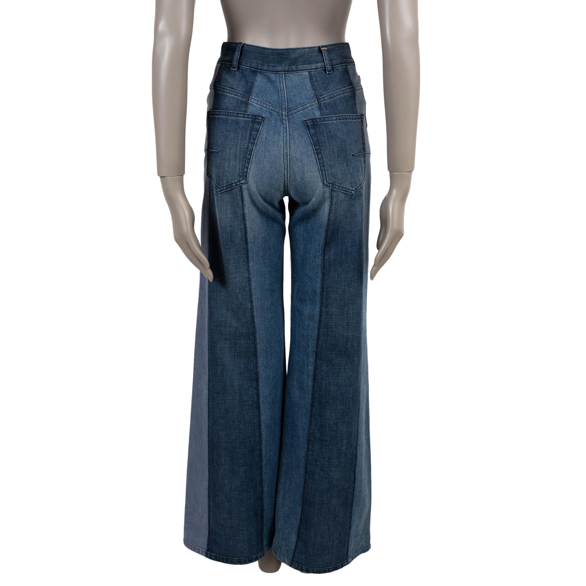 Noir CHRISTIAN DIOR blue cotton 2018 PATCHWORK STRIPED WIDE Jeans Pants 36 XS en vente