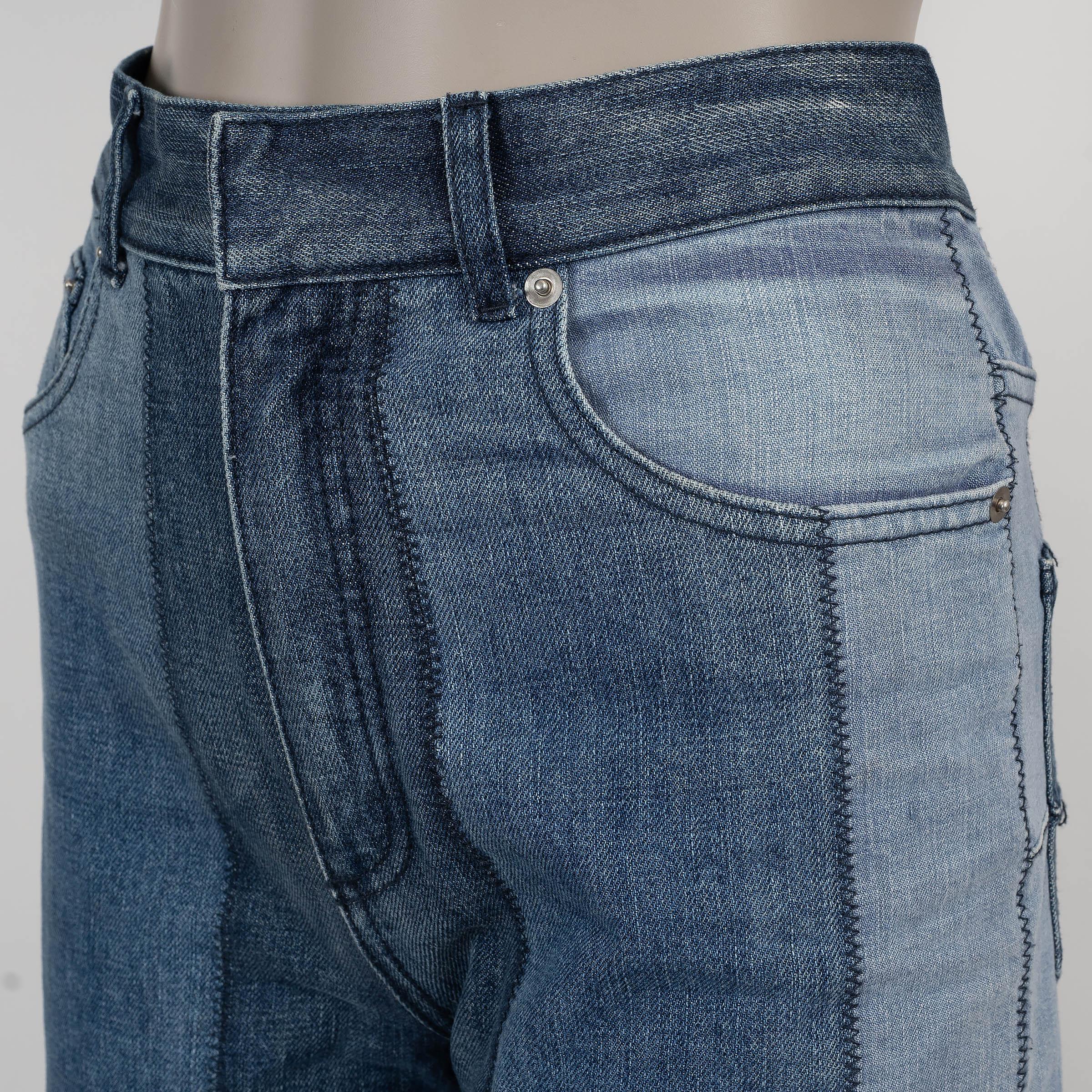 CHRISTIAN DIOR blue cotton 2018 PATCHWORK STRIPED WIDE Jeans Pants 36 XS Pour femmes en vente