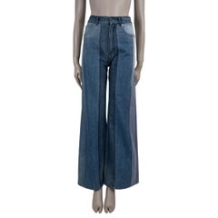 CHRISTIAN DIOR blue cotton 2018 PATCHWORK STRIPED WIDE Jeans Pants 36 XS