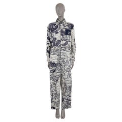 Christian Dior in cotone blu 2019 TOILE DU JOUY TROPICALA Tuta con cintura 38 S