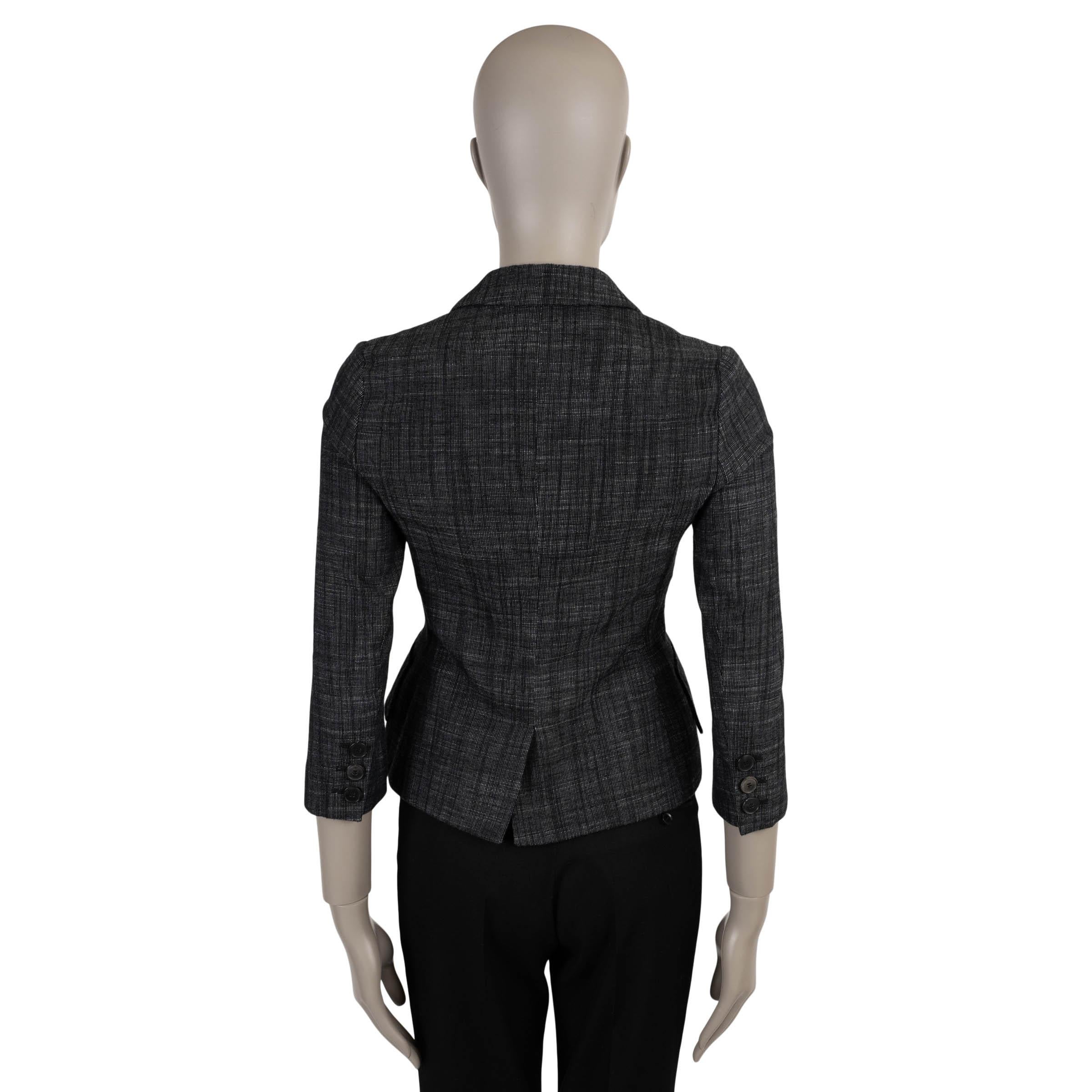 Black CHRISTIAN DIOR blue cotton 2020 BAR DOUBLE BREASTED TWEED Jacket 34 XXS For Sale