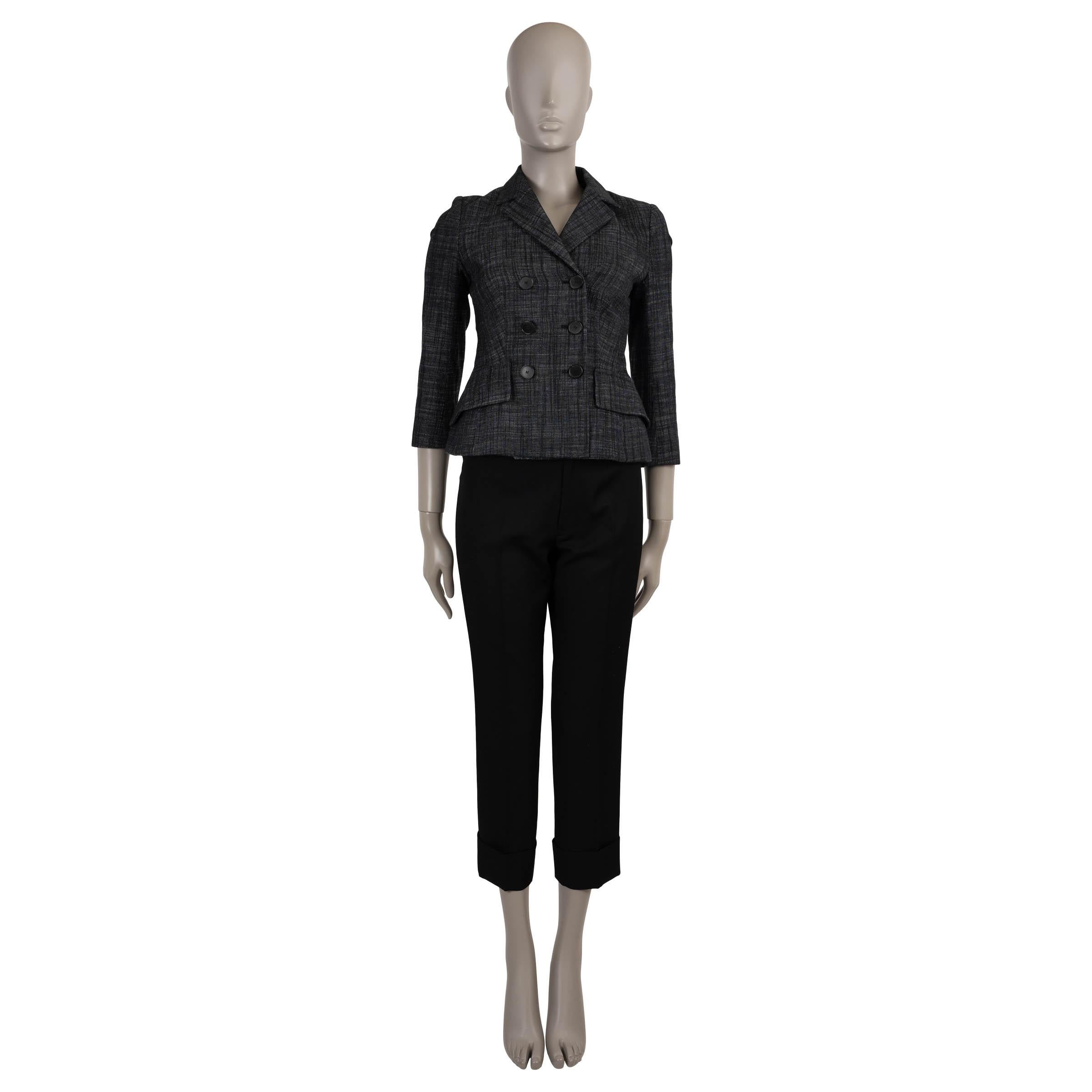 Women's CHRISTIAN DIOR blue cotton 2020 BAR DOUBLE BREASTED TWEED Jacket 34 XXS For Sale