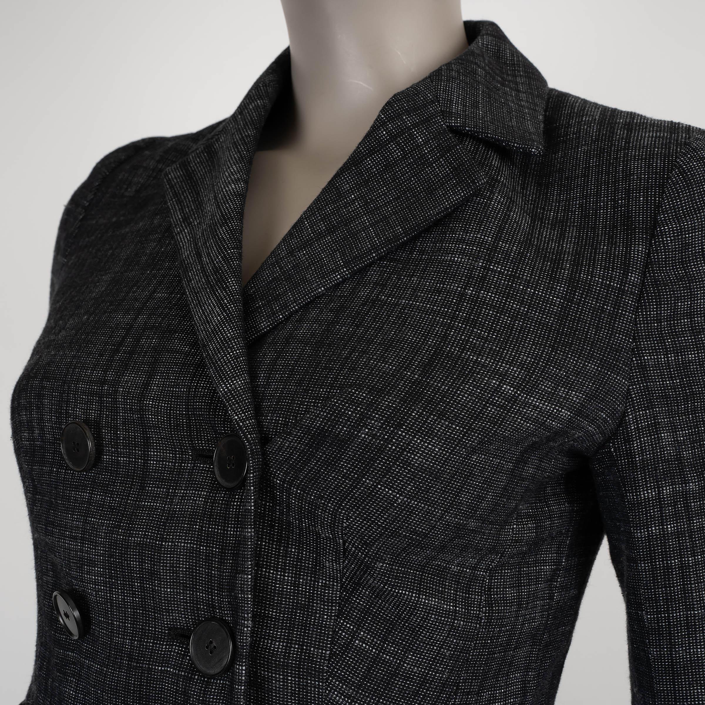 CHRISTIAN DIOR blue cotton 2020 BAR DOUBLE BREASTED TWEED Jacket 34 XXS For Sale 1