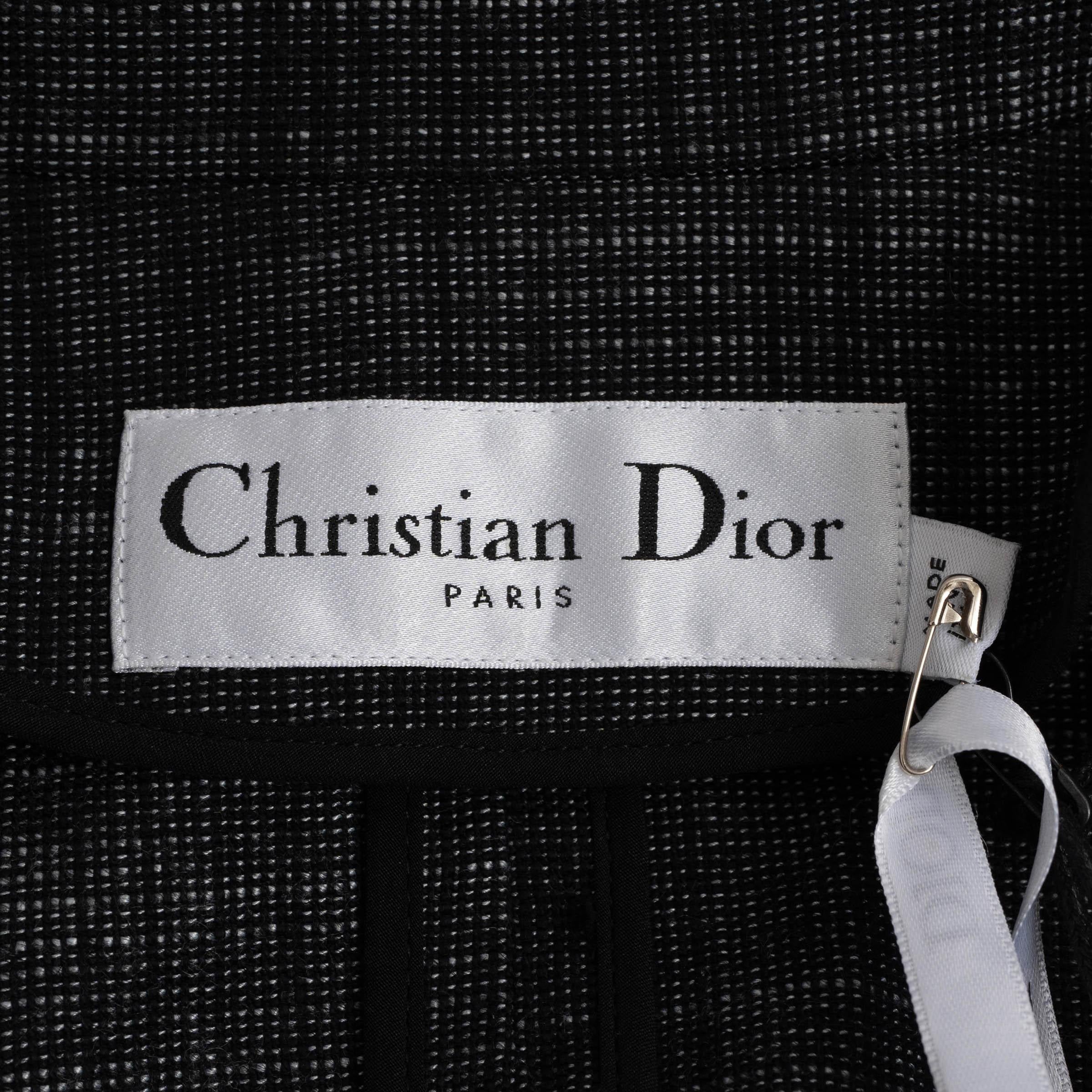 CHRISTIAN DIOR blue cotton 2020 BAR DOUBLE BREASTED TWEED Jacket 34 XXS For Sale 2