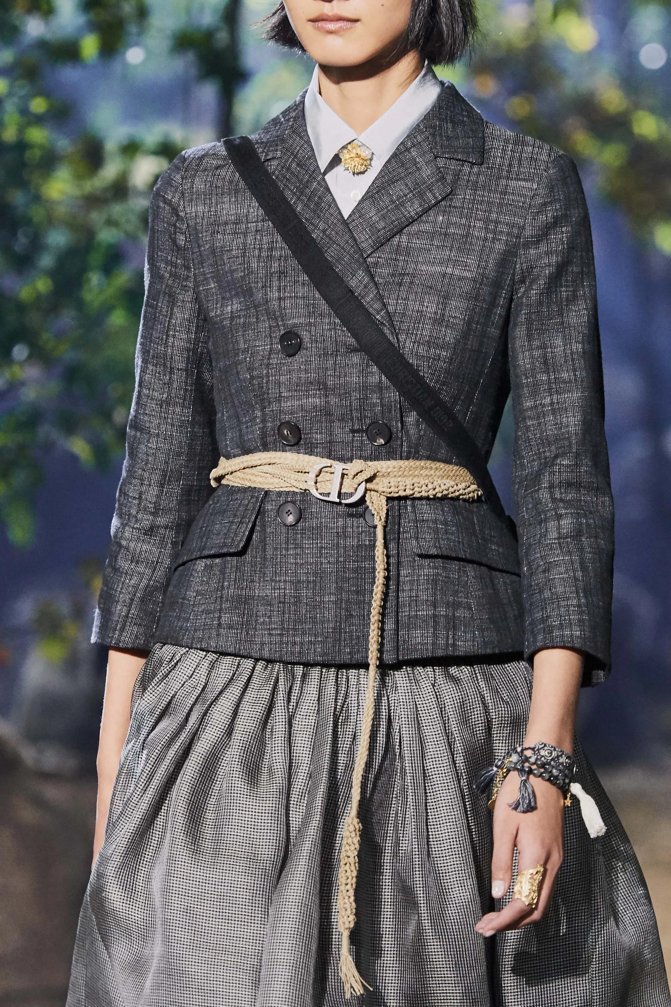 CHRISTIAN DIOR blue cotton 2020 BAR DOUBLE BREASTED TWEED Jacket 34 XXS For Sale 4