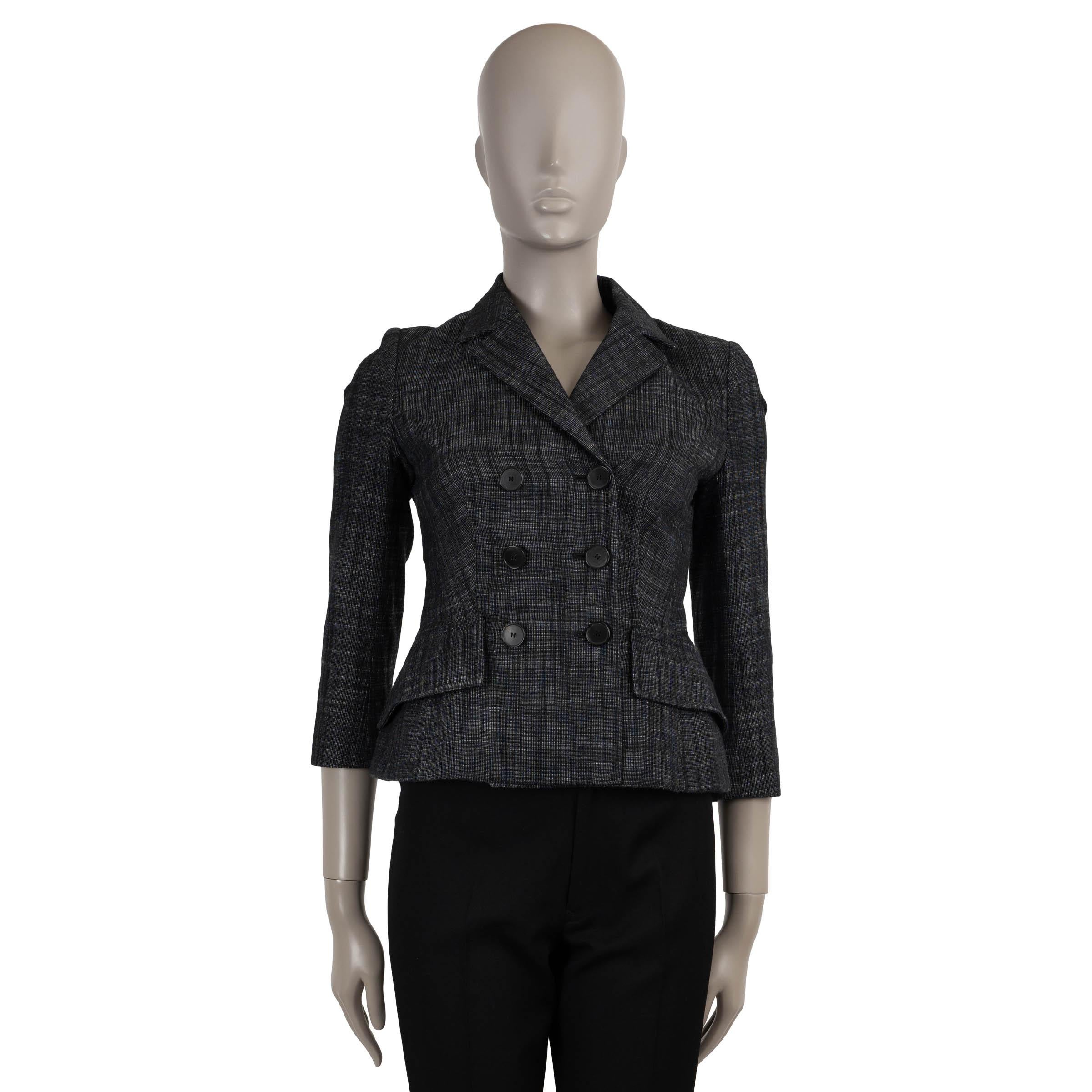 CHRISTIAN DIOR blue cotton 2020 BAR DOUBLE BREASTED TWEED Jacket 34 XXS For Sale