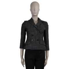 CHRISTIAN DIOR blue cotton 2020 BAR DOUBLE BREASTED TWEED Jacket 34 XXS