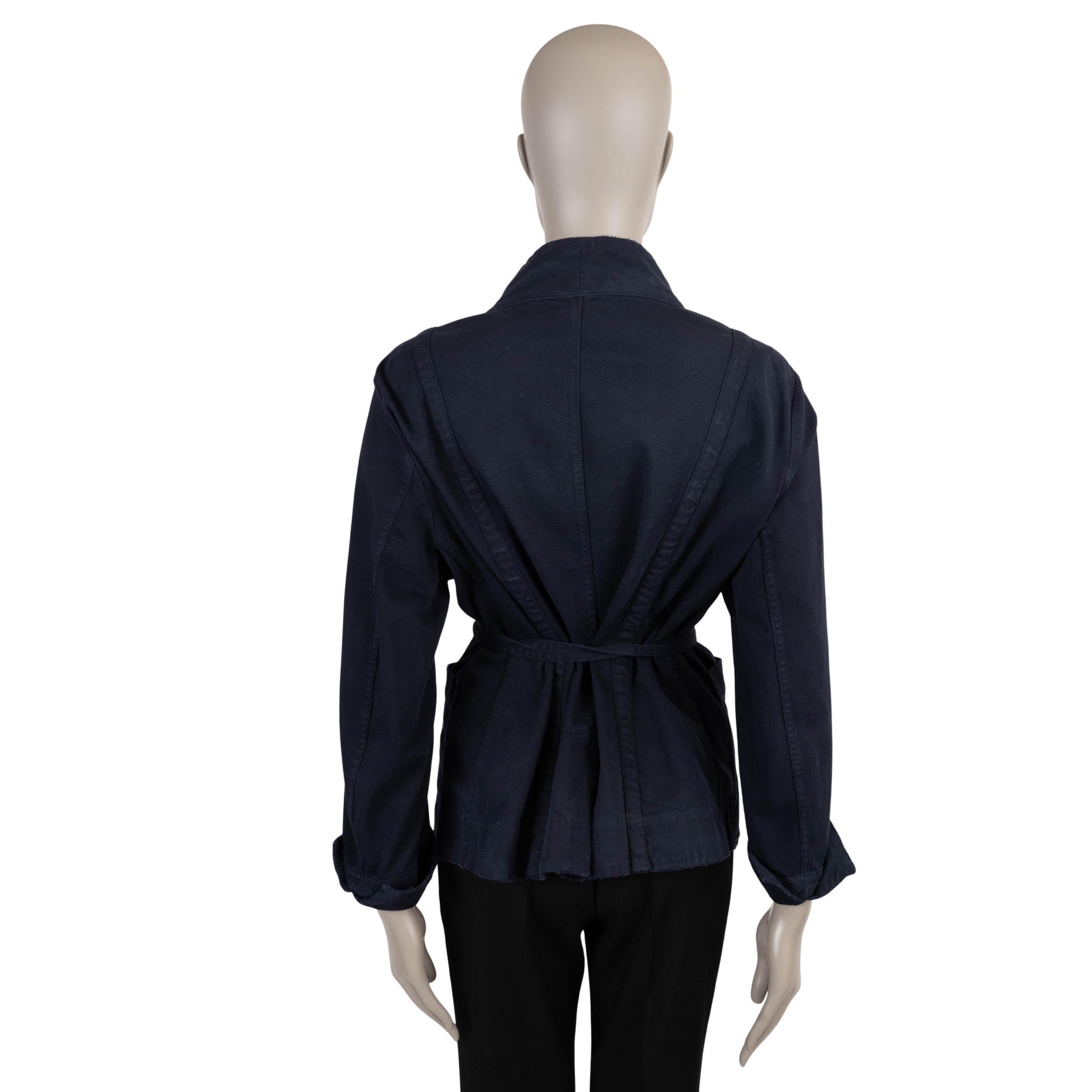 Black CHRISTIAN DIOR blue cotton 2021 BELTED DENIM KIMONO Jacket 46 XL For Sale