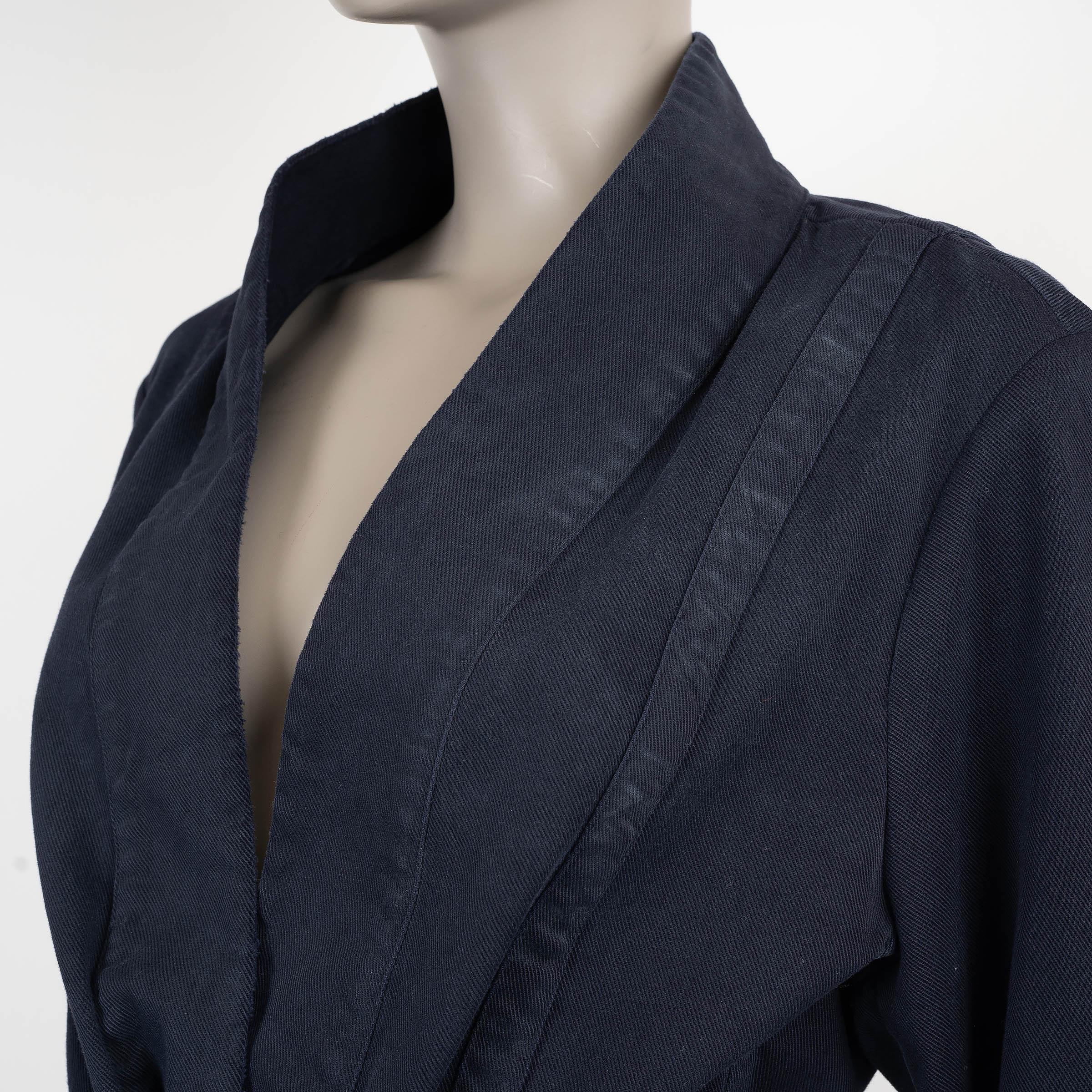 CHRISTIAN DIOR blue cotton 2021 BELTED DENIM KIMONO Jacket 46 XL For Sale 1
