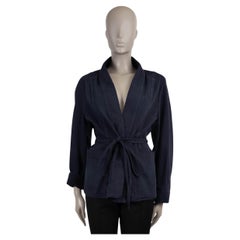 CHRISTIAN DIOR blue cotton 2021 BELTED DENIM KIMONO Jacket 46 XL