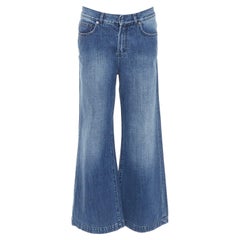 CHRISTIAN DIOR blue cotton darted pockets wide leg denim cropped jeans FR36 S