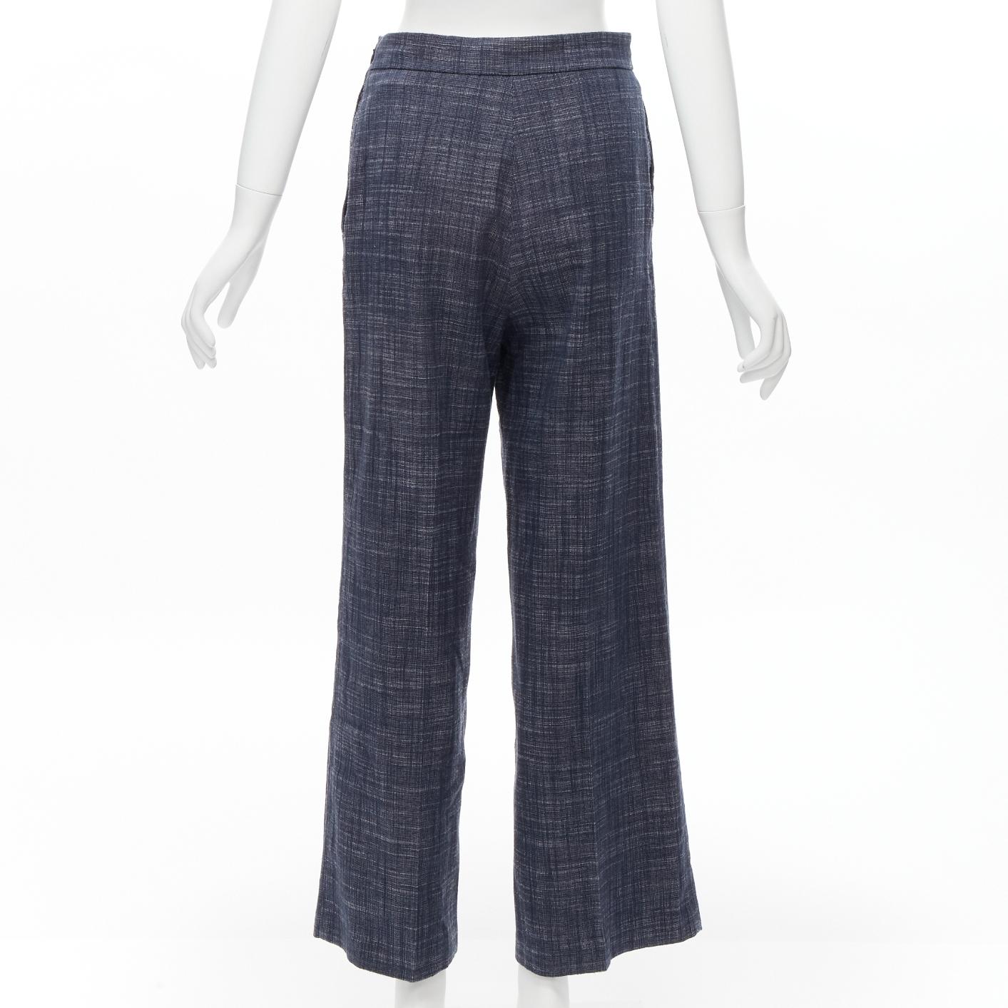 CHRISTIAN DIOR blue cotton linen blend sailor button wide leg pants FR36 S For Sale 1