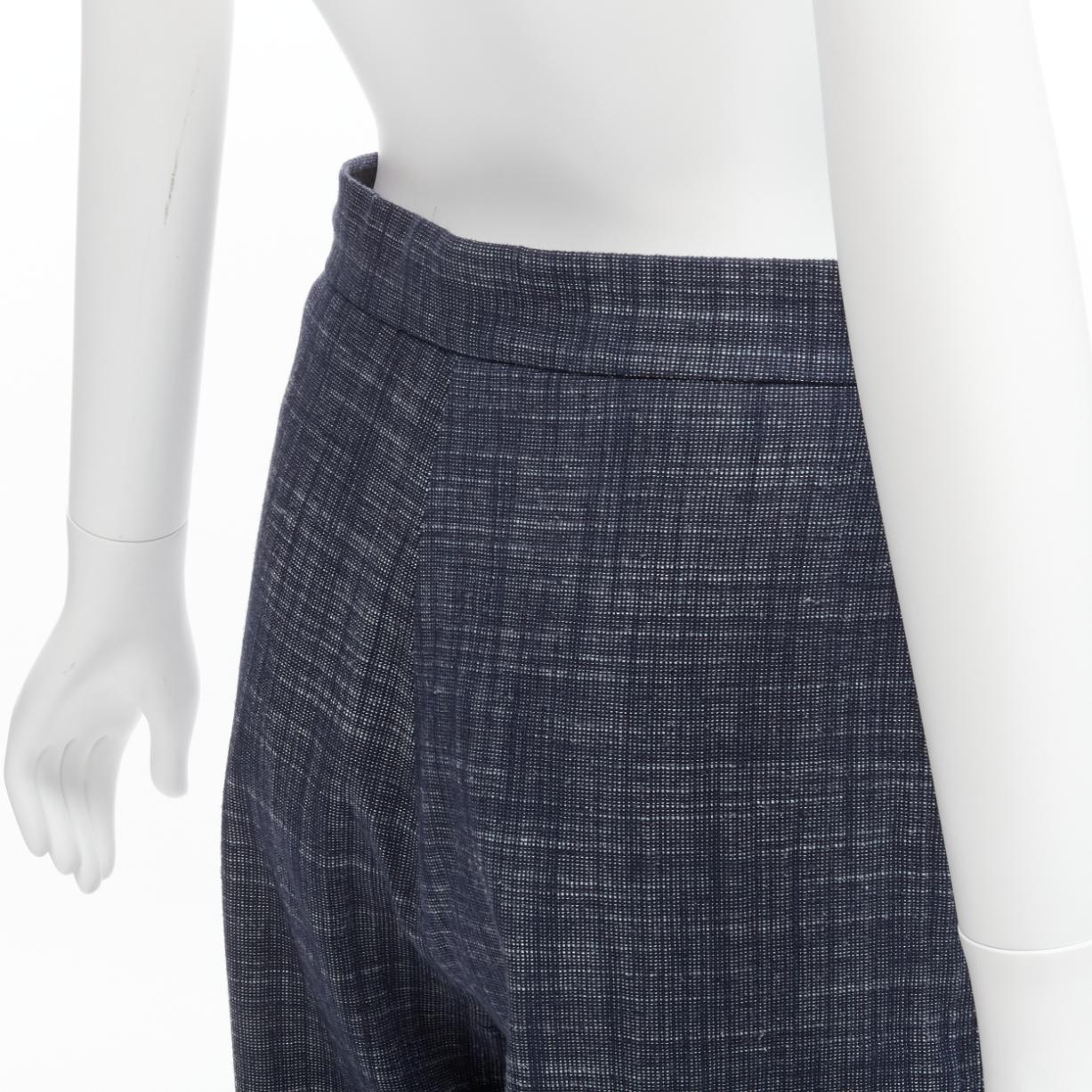 CHRISTIAN DIOR blue cotton linen blend sailor button wide leg pants FR36 S 2