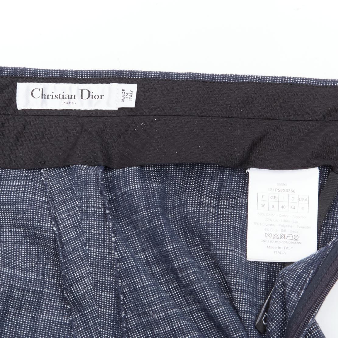 CHRISTIAN DIOR blue cotton linen blend sailor button wide leg pants FR36 S 4