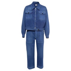 Set giacca e pantaloni in twill di cotone blu di Christian Dior