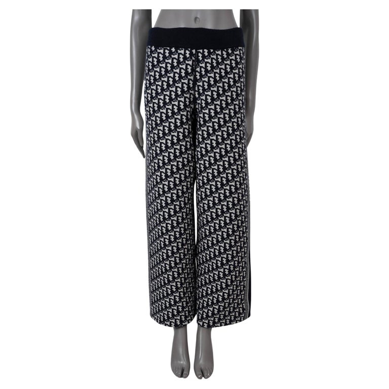 CHRISTIAN DIOR blue and cream cashmere REVERSIBLE OBLIQUE JACQUARD 