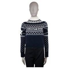 CHRISTIAN DIOR blue cream wool cashmere 2021 DIORALPS Sweater 36 XS CHRISTIAN DIOR blue cream wool cashmere 2021 DIORALPS Sweater 36 XS