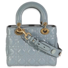 Christian Dior Blue Crinkled Patent Cannage Small My ABCDior Lady Dior