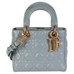 Christian Dior Blue Crinkled Patent Cannage Small My ABCDior Lady Dior