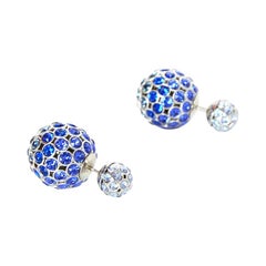 Christian Dior Boucles d'oreilles Tribal Mise En Dior en cristal bleu