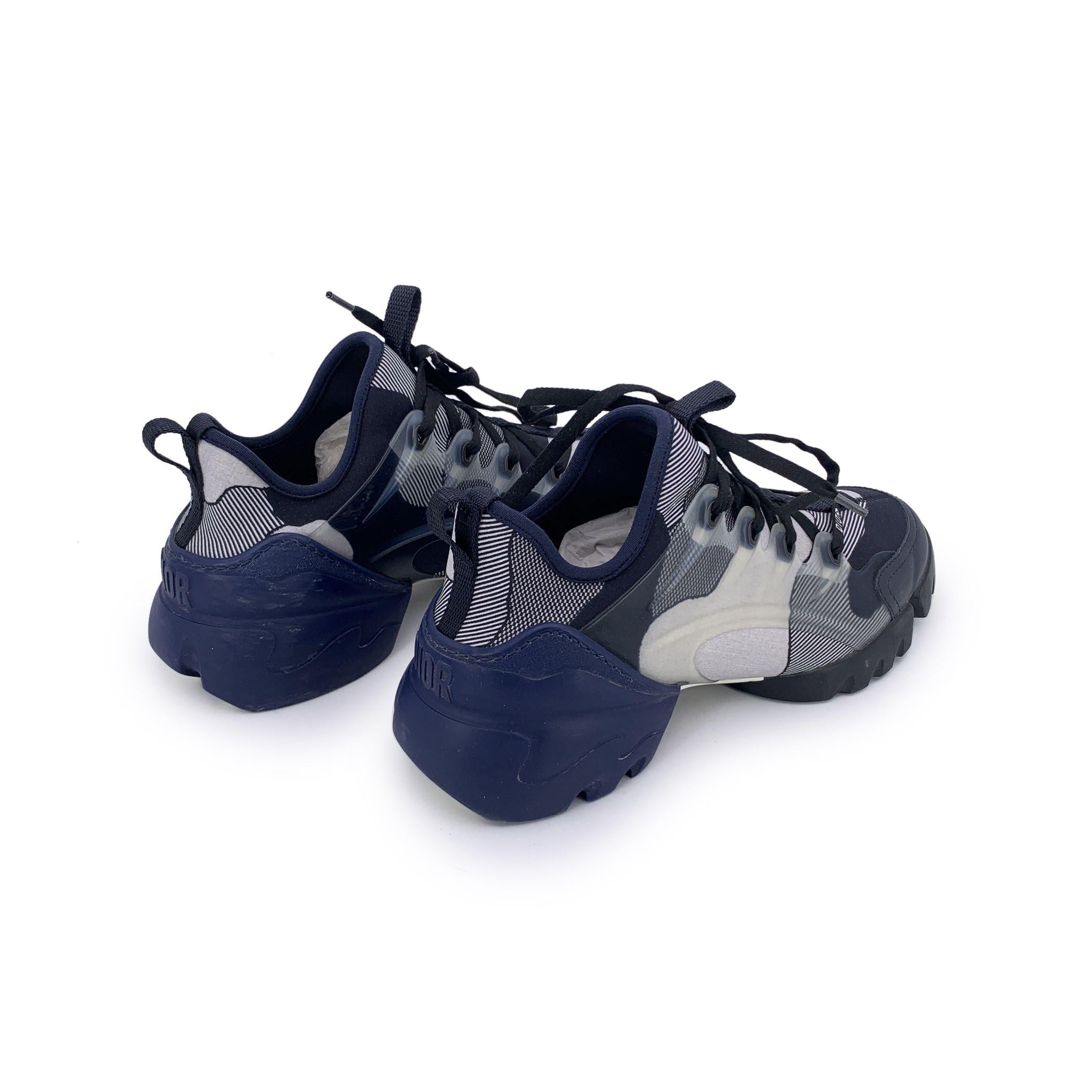 Black Christian Dior Blue D Connect Sneakers Low Top Shoes Size 38 For Sale