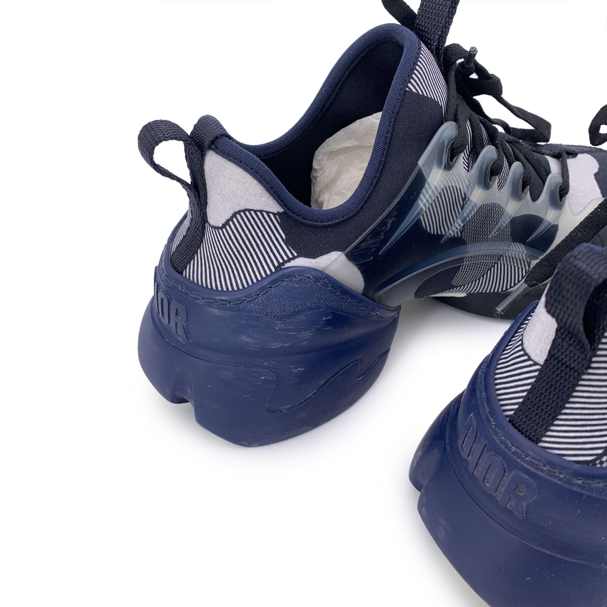 Christian Dior Blue D Connect Sneakers Low Top Shoes Size 38 In Good Condition For Sale In Rome, Rome
