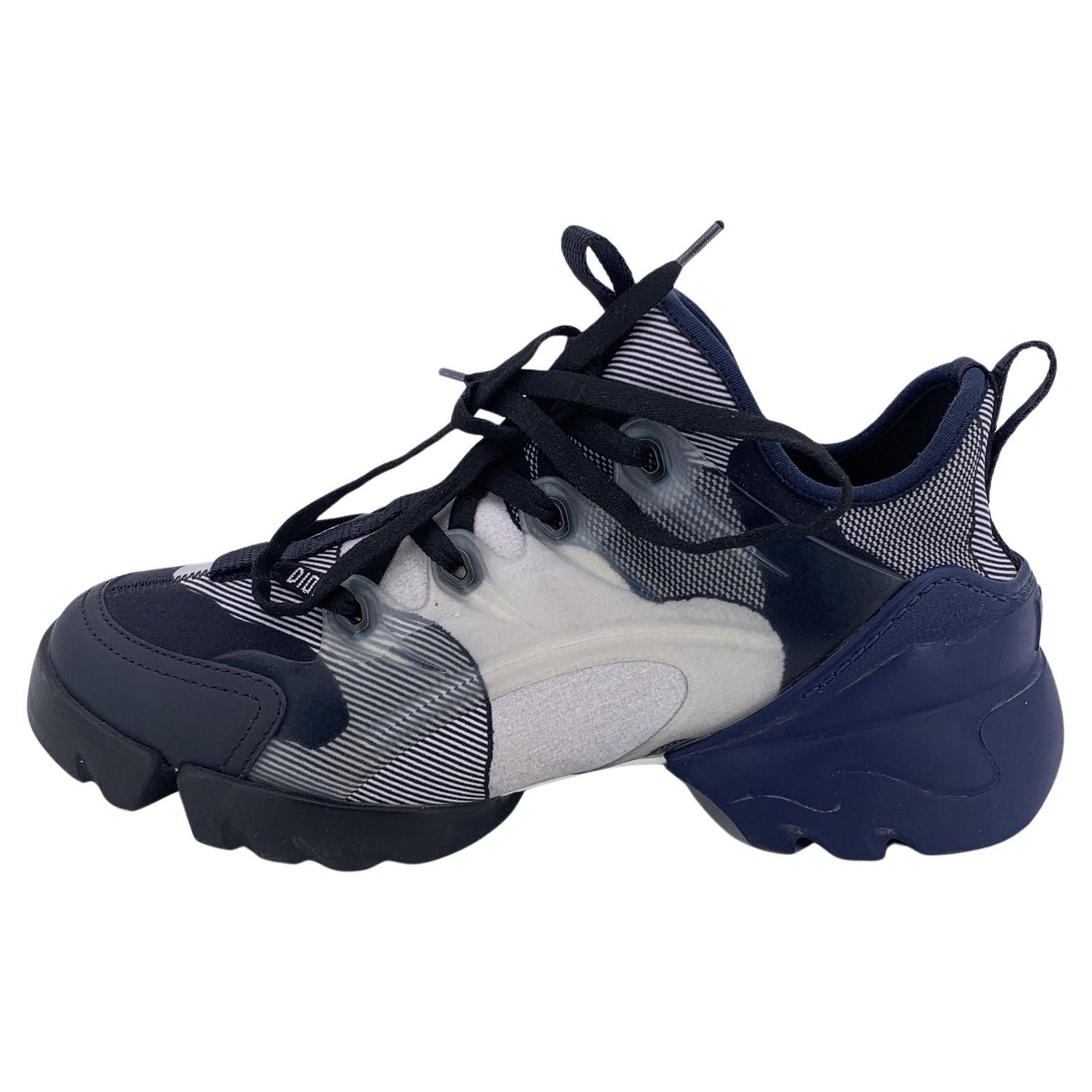 Christian Dior Blue D Connect Sneakers Low Top Shoes Size 38 For Sale