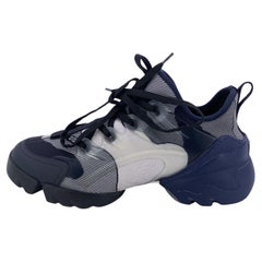 Used Christian Dior Blue D Connect Sneakers Low Top Shoes Size 38