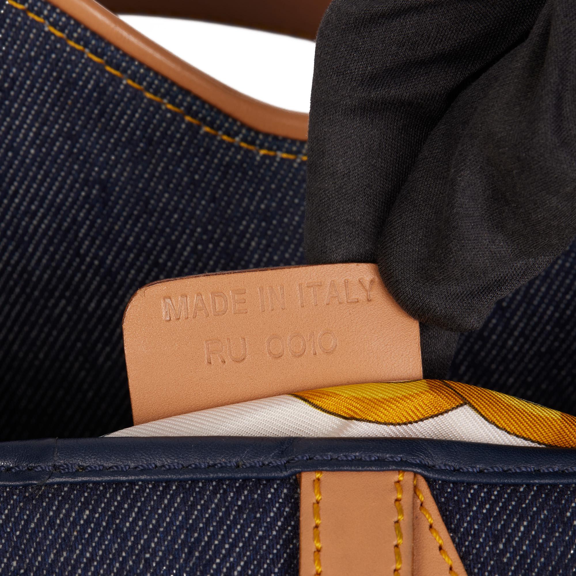 Christian Dior Blue Denim & Beige Calfskin Leather Vintage Saddle Bag 3