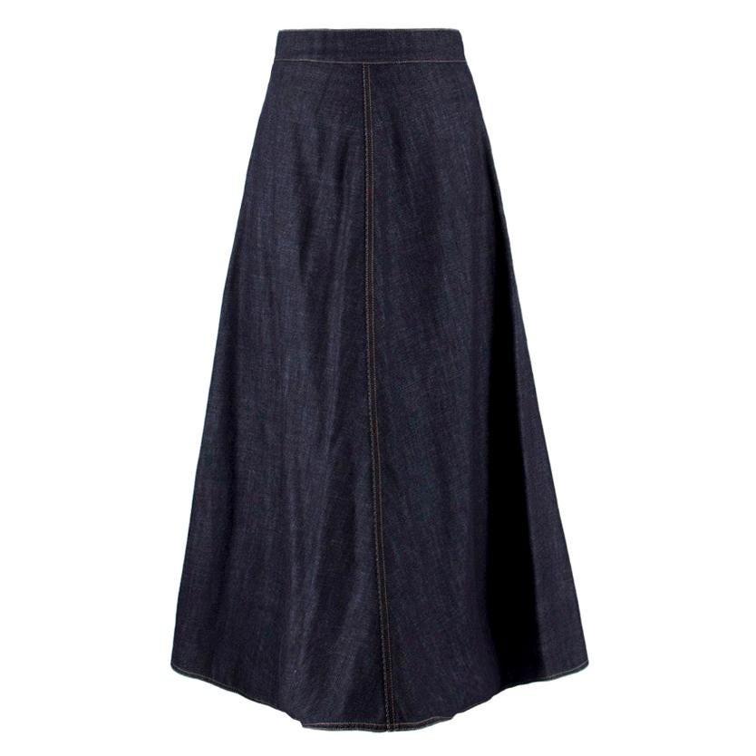 Christian Dior Blue Denim Maxi Skirt - Size US 6 For Sale