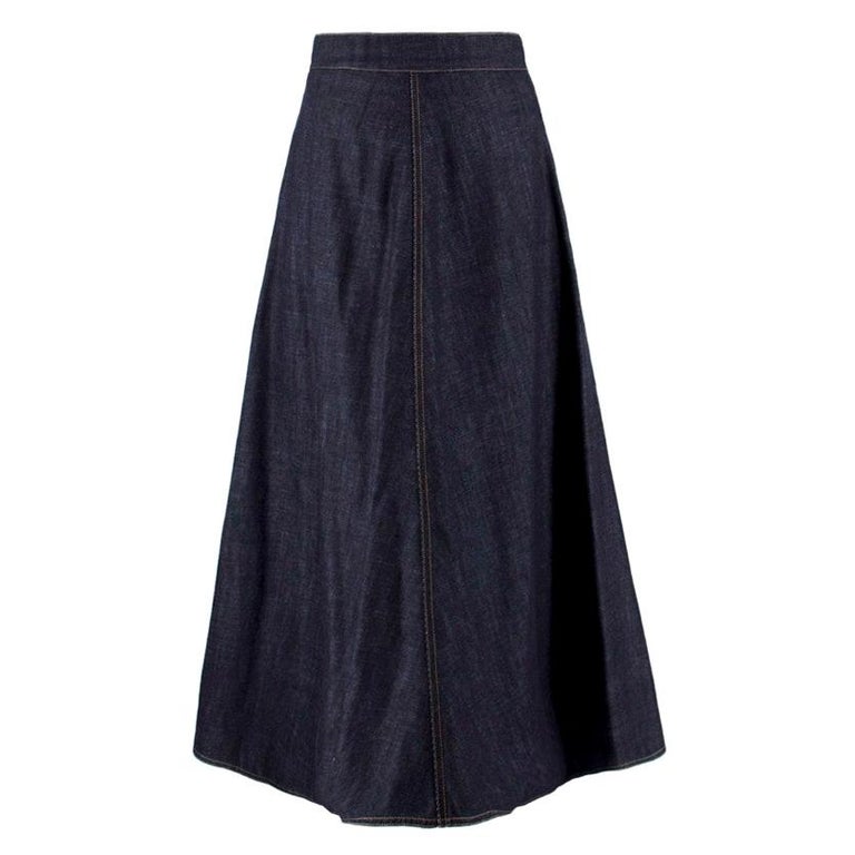 Christian Dior Blue Denim Maxi Skirt - Size US 6 For Sale at 1stDibs