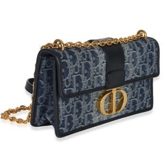 Christian Dior Blue Denim Oblique 30 Montaigne East West Chain Bag