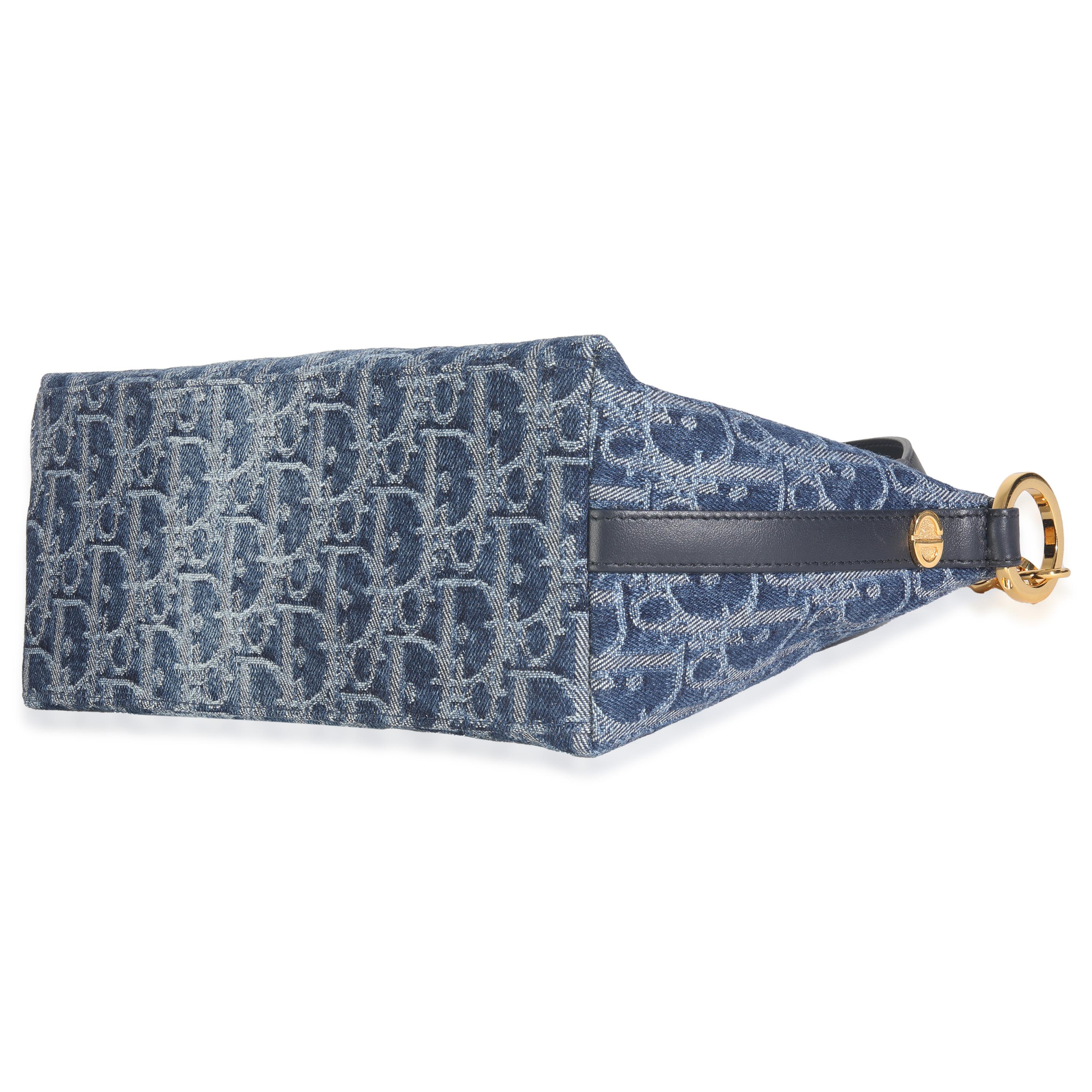 Grigio Christian Dior Borsa a spalla obliqua Diorstar in denim blu in vendita