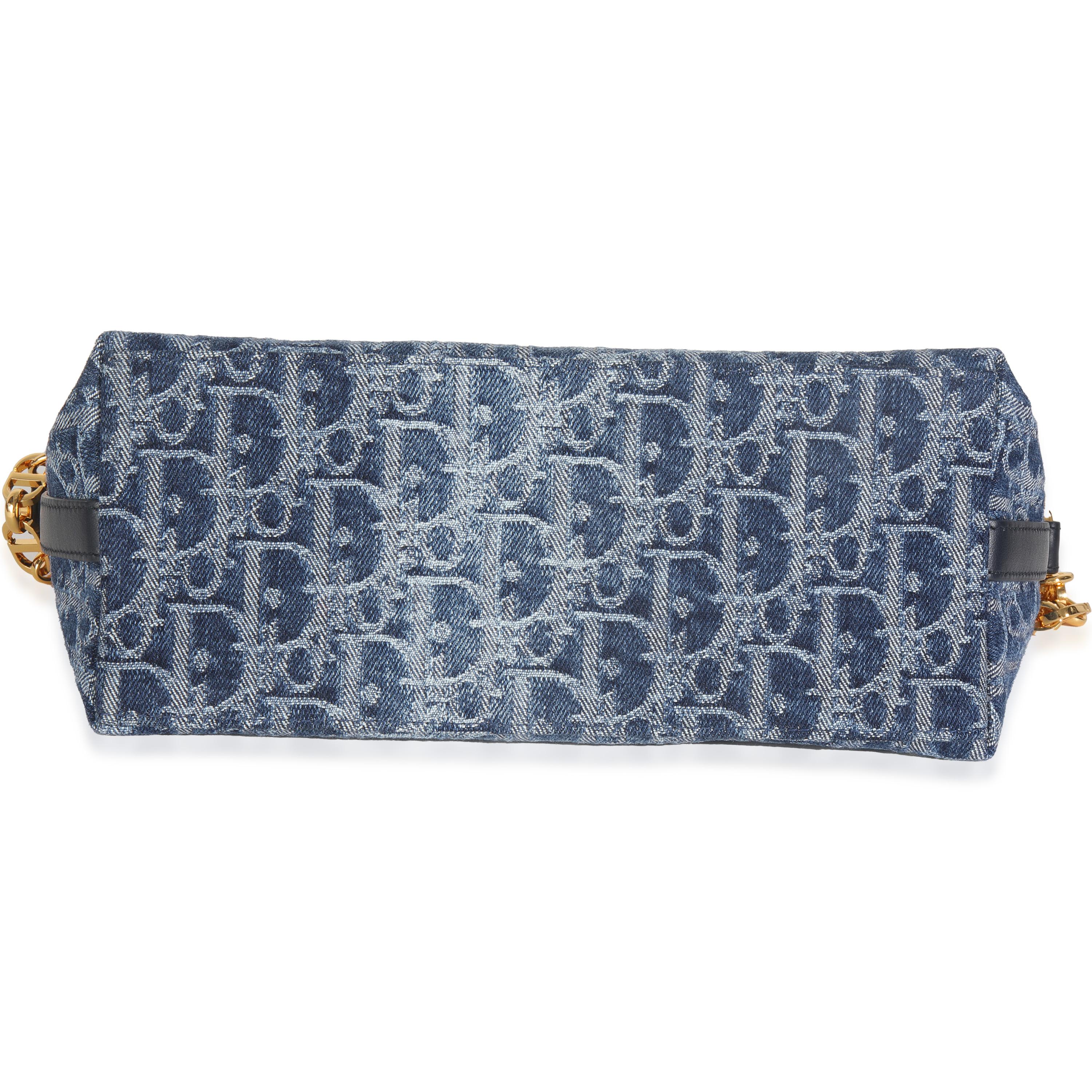 Christian Dior Borsa a spalla obliqua Diorstar in denim blu in vendita 1