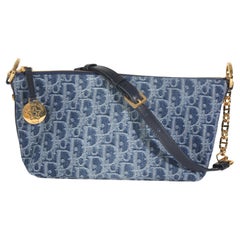 Christian Dior Blue Denim Oblique Diorstar Hobo Bag