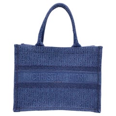 Christian Dior Blue Denim Oblique Medium Book Tote Bag Handbag
