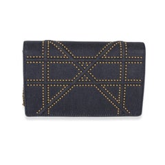 Christian Dior Blue Denim Studded Diorama Wallet On Chain