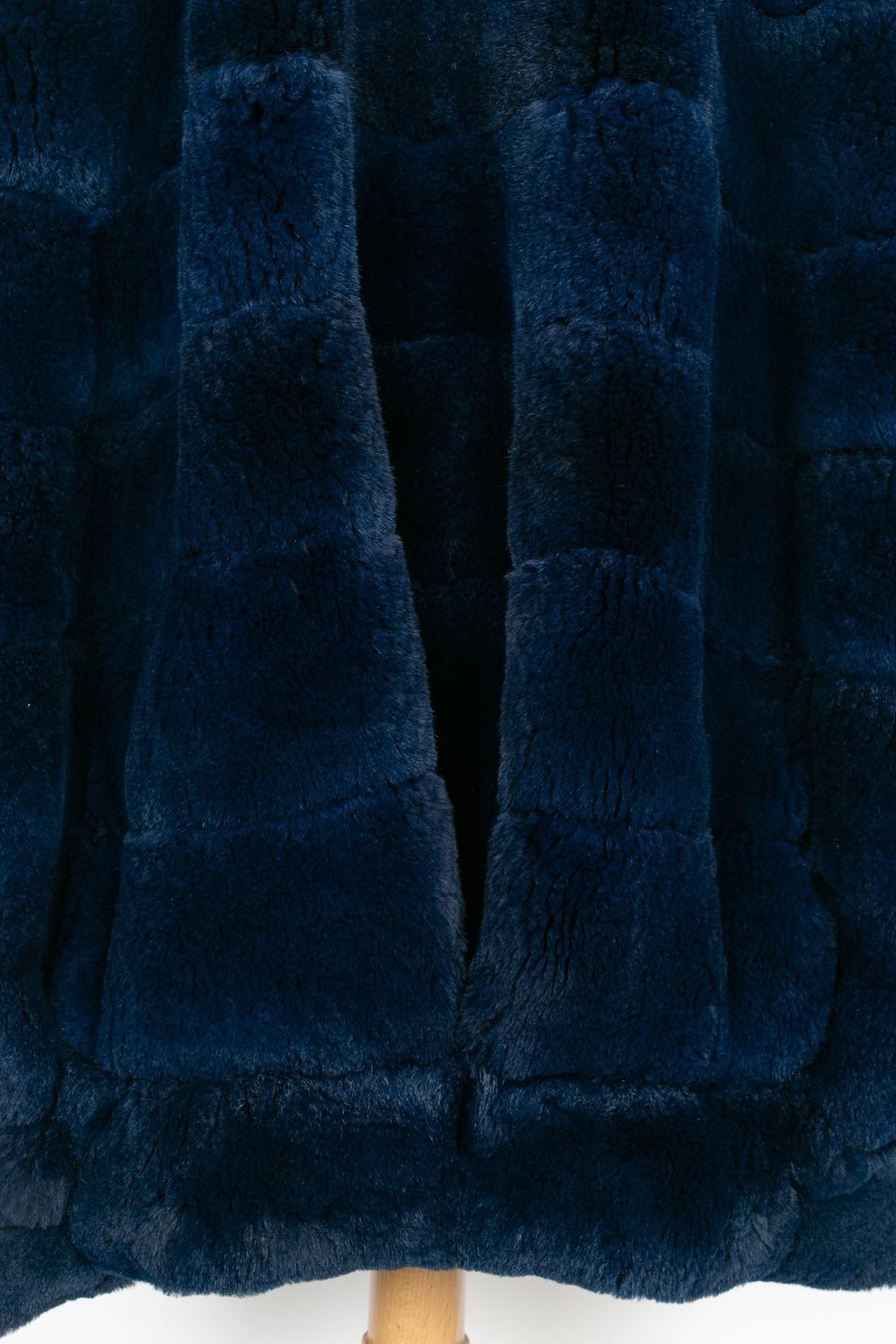 Christian Dior Blue Fur Coat in Black Silk Lining For Sale 2