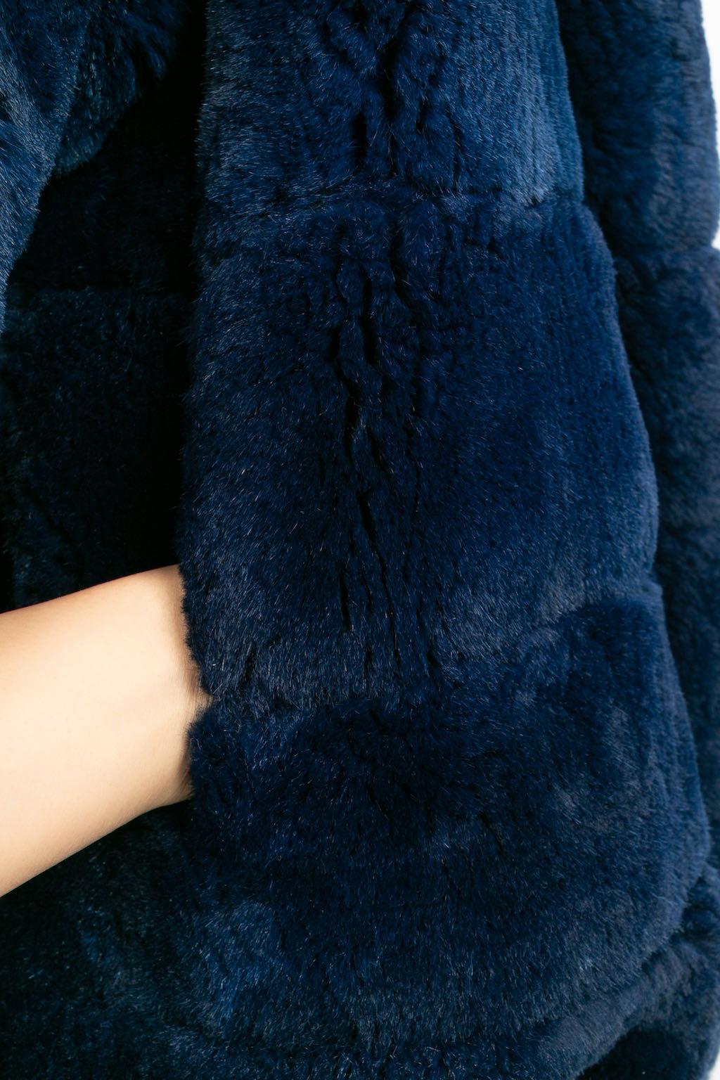 Christian Dior Blue Fur Coat in Black Silk Lining For Sale 3