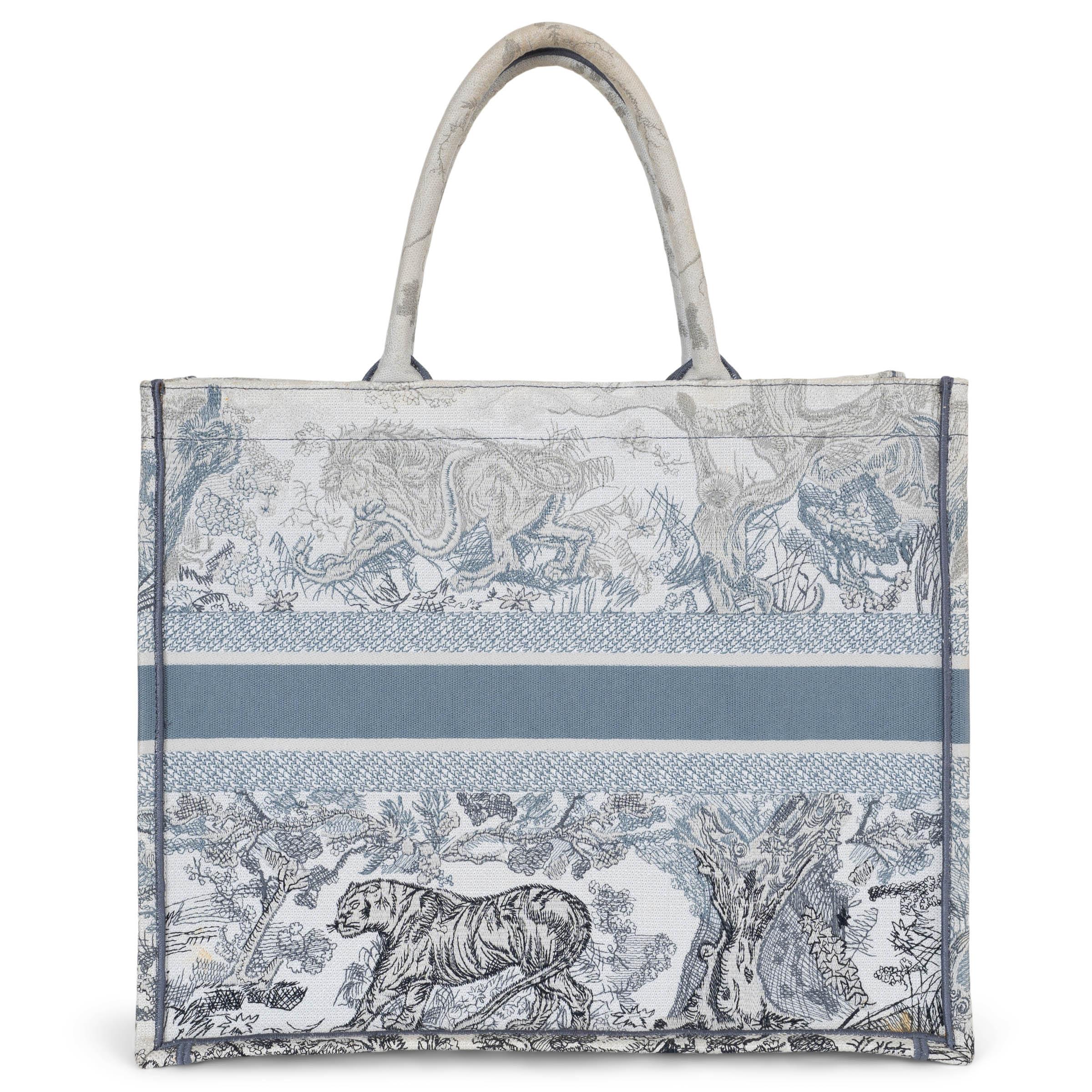 Gray CHRISTIAN DIOR blue gradient Toile de Jouy 2021 LARGE BOOK TOTE Bag For Sale